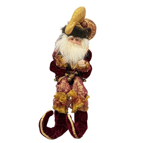 Vtg Mark Roberts Christmas Holiday Santa Fairy Jester Shelf Sitter Elf Bells 21
